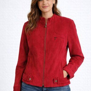 Women's Tribal Full Zip Velvet Type Jacket W/Three Pockets & Accent Buttons 12